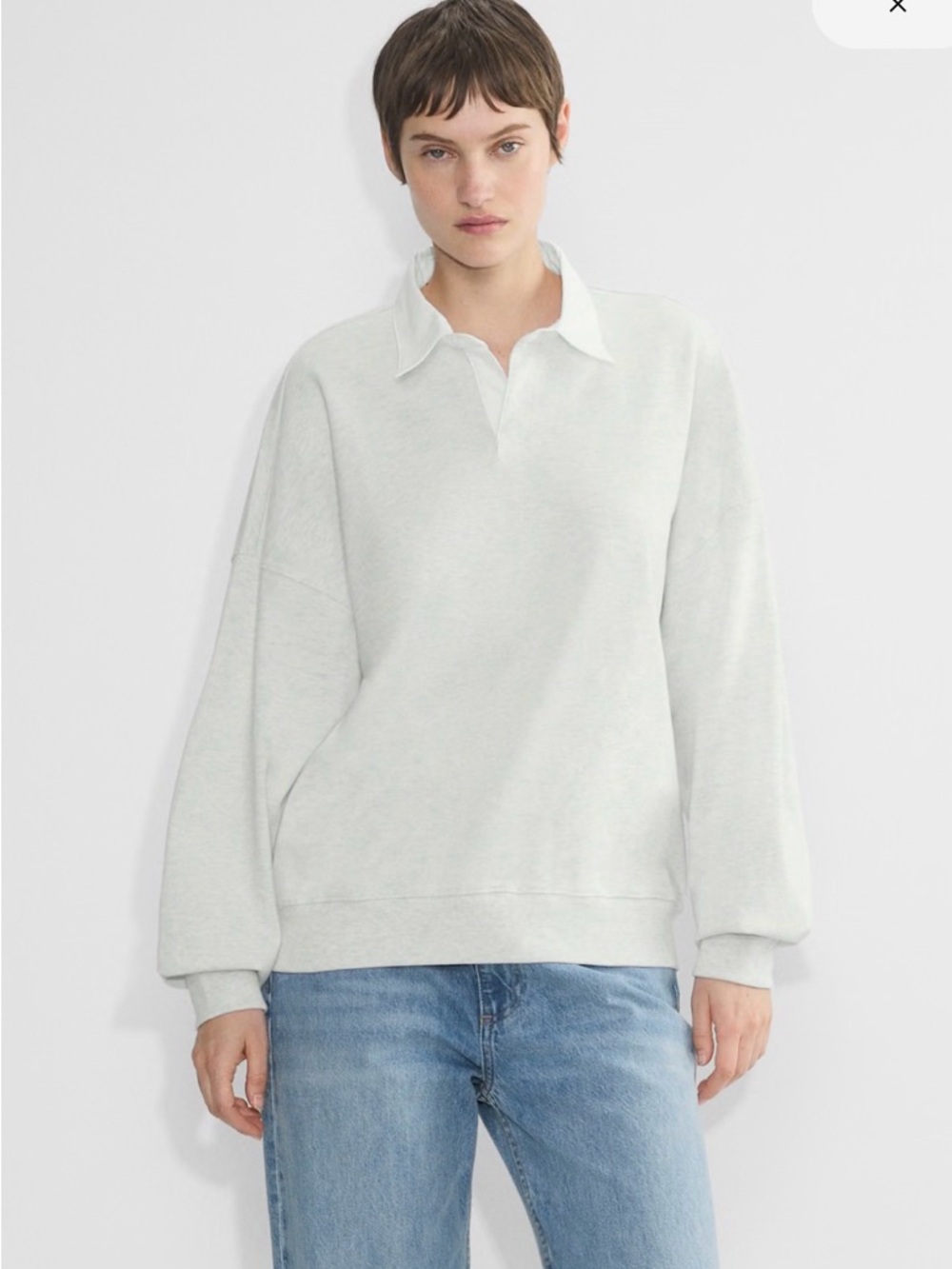 Aritzia LOMU POLO LONGSLEEVE Heather chrome